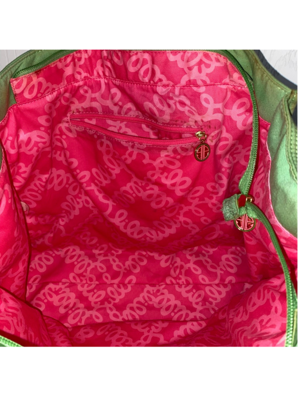 Rare Lilly Pulitzer Originals Earth Day Queen of Green Recycle Large Tote Bag - Picture 5 of 8